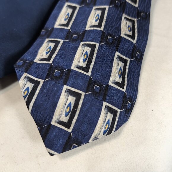 Arrow Trump 2 Set 100% Silk Tie Men's Neck Blue Geometric Pattern Solid - Picture 2 of 12